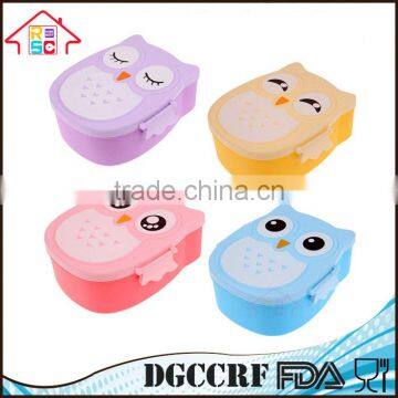 NBRSC Wholesale Portable Kids Cute Owl Lunch Box Food Storage Container Plastic Bento Box With Spoon photo-4