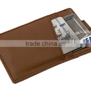 RFID Blocking Genuine Slim Leather Wallet Credit Card Case Sleeve Card Holder With Painted Edges