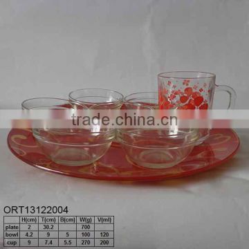 glass tableware plate bowls mug,glass dinner set