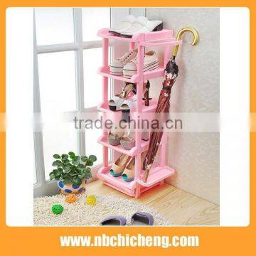 New Design Plastic Fashion Shoe Rack With Umbrella Rack photo-2