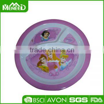 22.5cm 100% Melamine princess 3 partition dinner plate
