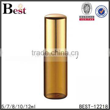 10ml amber cosmetic essential oil roll on glass bottle with aluminum cap