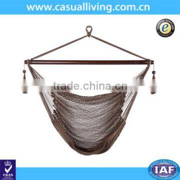 Garden Deluxe Cotton Rope Hammock Air Chair with Wood Bar,Mocha Color