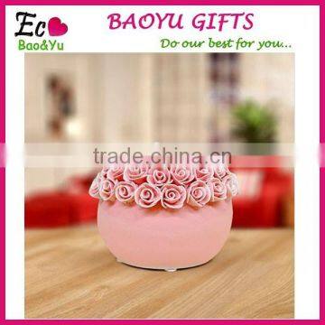 Garden Rose Ceramic Handicraft Candle Holders Home Decoration Ceramic Candle Wholesale