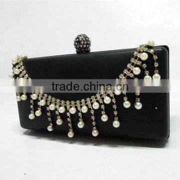 Black fancy pearl clutch evening bags wholesale