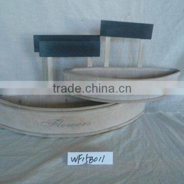 Triangle Wood Flower Pots Decorated With Blue Wooden Sign photo-6