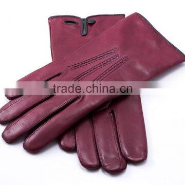 Burgundy Men's Dress Gloves with Button