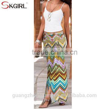 Women's Summer high waist ruched draped split asymmetric casual party beach fitted long skirt