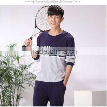 Man Pajamas Cotton Long Sleeve / Cotton Youth Men's Leisure Wear Suits