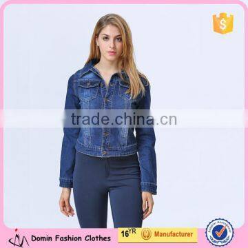 New Fashion Wholesale Long Sleeve Fitted Denim Jacket For Women