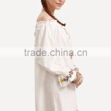 Pompom Dress Women Sexy off Shoulder Summer Beach New Dress photo-3