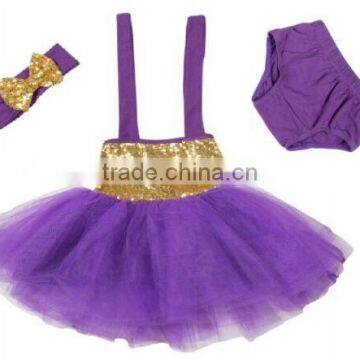 2016 China Low Price Wholesale Baby Sequin Romper Tutu Set With Headband and Skirt for Dancing photo-3