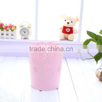 Flower Design Plastic Deskside Waste Basket Middle East Market Garbage Can photo-3