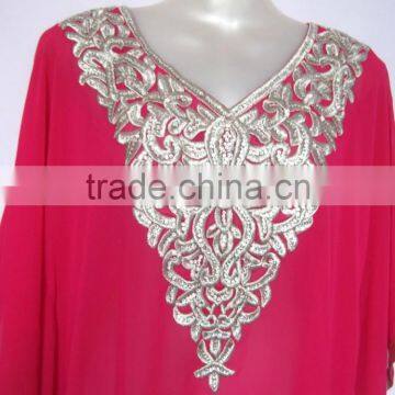 PINK EMBROIDERED Georgette CAFTAN Kaftan Tunic Poncho Zip Cover up photo-2