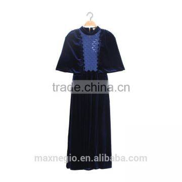 High Quality Sexy Lady Long Lace Sleeve Velvet Embroidered Dress photo-6