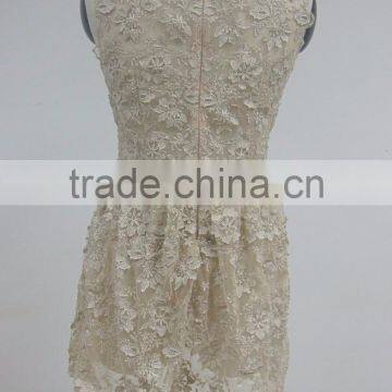 Machine Made Sleeveless Young Ladies Crochet Lace Evening Party Mini Dress photo-2