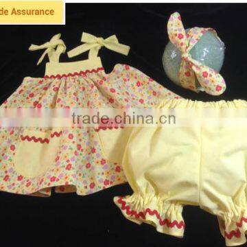 Boutique Soft Baby Clothes Girls Summer Outfits Kids Floral Patterns Top And Yellow Cute Bloomers Children Set