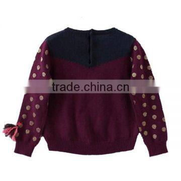 Polka Dot New Design Knitted Kids Pullover Sweater Front Short Back Long Girls Knitwear photo-2