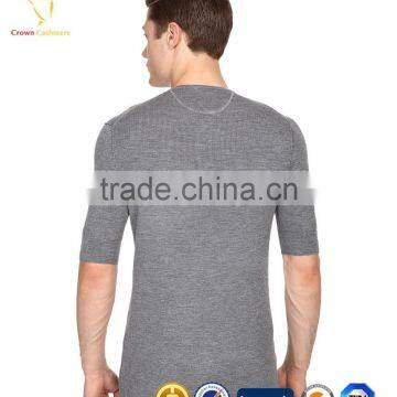 Short Sleeve T-shirt Wool Knitted Mens Crewneck Sweater photo-2