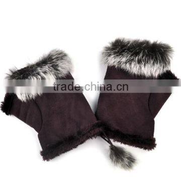 2015 New Women's Rabbit Fur Hand Wrist Fingerless Warm Winter Gloves 3379 photo-3