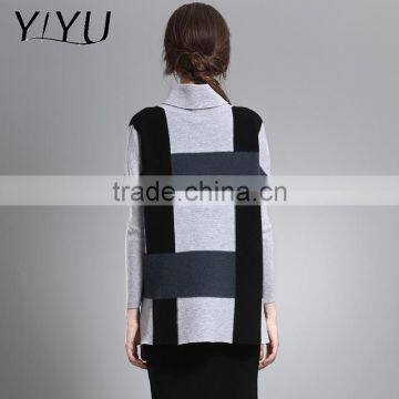 Newest Winter Women Stripe Color Block Turtleneck Cashmere Sweater photo-2