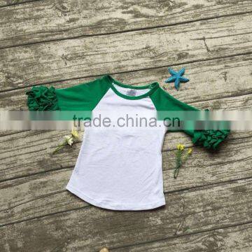 Free Shipping Girls Clothes O-neck Baby Girls Kids Icing Ruffle Raglan Tops Shirts Girls Casual Tops Fall Autumn Top T-shirt photo-2