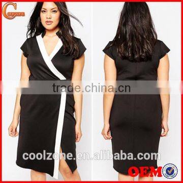 Low MOQ plus monochrome bodycon dress,top female dresses 2015