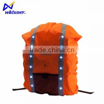 Flashing reflective LED light up backpack cover for warning