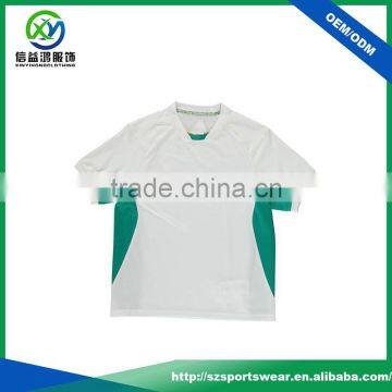 Best Price Contrast Green Knit Collar and cuff Kids Soccer Jersey T shirt