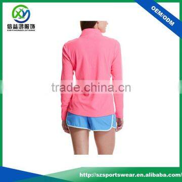 Popular Pink Color Ladies Sport Custom 1/4 Zip Pullover, 100 Polyester Gym Hoodie With Your Logo photo-2