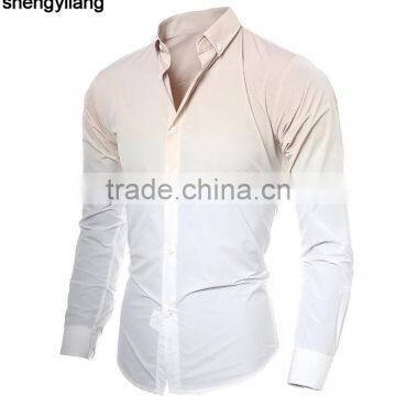 Custom Men's Gradient Tie Dye Printing Long Sleeves Dress Shirts in Guangzhou photo-5
