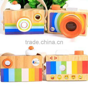 Wooden Cartoon SLR Camera Toy Kaleidoscope Bee Eye Effect Children Funny Toys photo-4