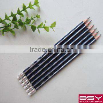 12pcs HB striped pencils with eraser in color boxs