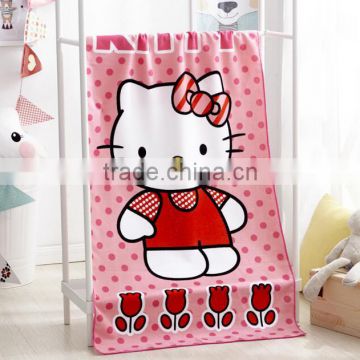 200pcs small MOQ hello kitty pattern custom design print mictofiber beach towel for children