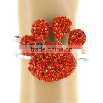 Silvertone/Crystal Accents/2" Paw Print * 0.5" Band/Magnetic Closure/Lead Safe/Cuff Bracelet/ Bangle photo-4