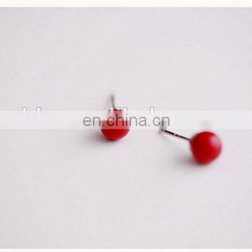 Red Bead Ball Charm Earring Stud Silver Stud Earring Charming Ear Bead Stud Fashion Jewelry photo-3