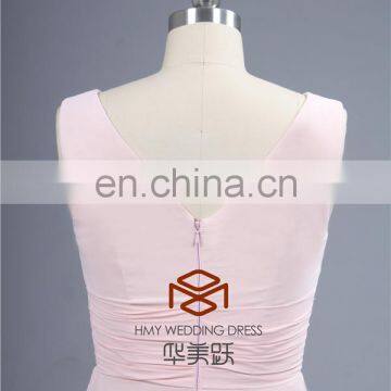 Lovely SHMY-B008 V-Neck and V-Back Knee Length Pink Chiffon Bridesmaid Dress photo-5