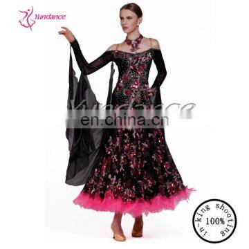 B-13153 Latest Black And Red Sequin Plus Size Ballroom Dance Dresses