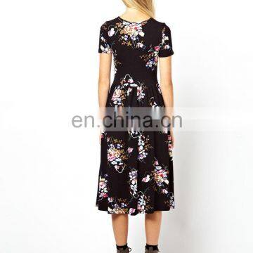 Short Sleeve Clothing Vintage Tapestry Floral Party Dress