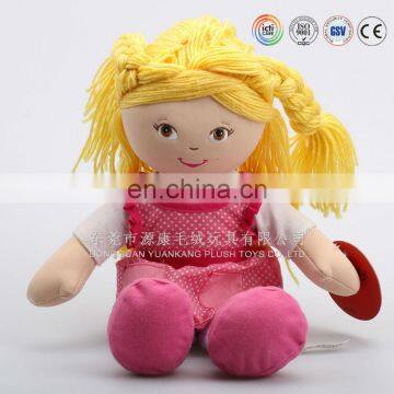 ICTI Audited Factory plush Girl Doll/CE or ASTMF standard Rag Doll