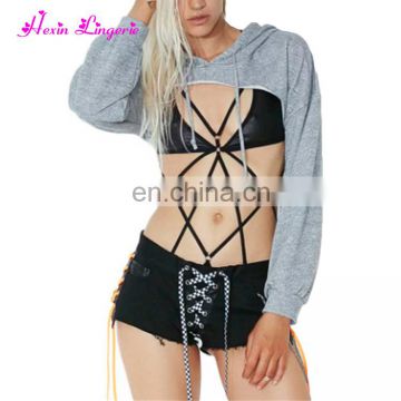 Without Moq Gray Ultra Short Sexy Casual Fashion Blouses Womens Crop Tops