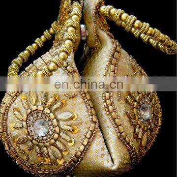 Beaded Golden Potli bag