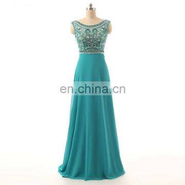 Elegant A-line Chiffon Evening Dresses Long 2016 Free Shipping Crystals Beading Sequined Prom Dress Robe De Soiree Abendkleider