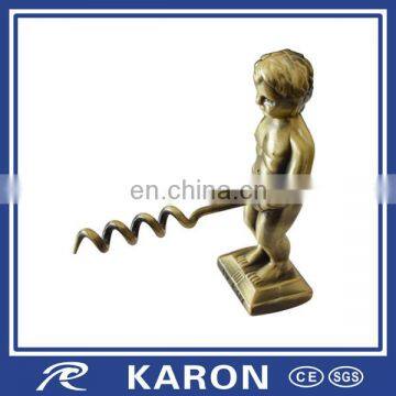 antique plated 3d wine bottle opener in zinc alloy