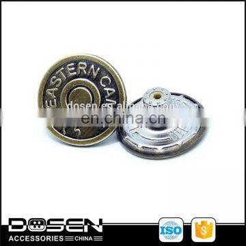 Hot sale! Factory wholesale high quality low price Anti-bronze color Brass jeans garment button.