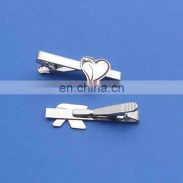 custom personalized heart shaped silver plated tie clip tie bar