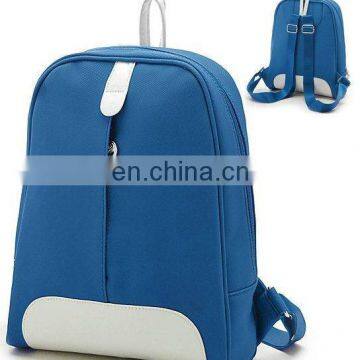 New stylish simple blue and white leather backpack Customized white PVC leather fashion backpack