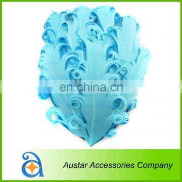 2 Tones Aquamarine/Tourquoise Curly Goose Feather pads,Nagoire feather pads for Baby DIY Headband