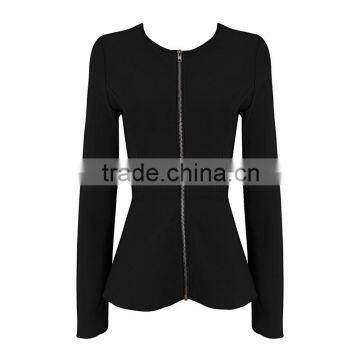 Wholesale 2015 New Luury Sey Women Fashion Long Sleeve Black Bandage Coat