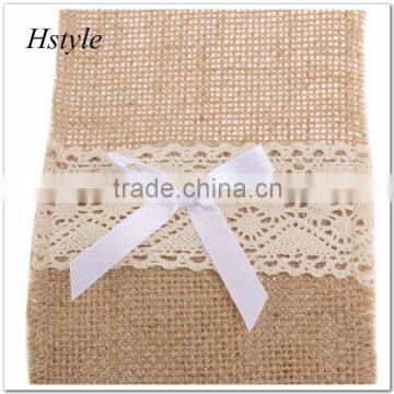 Hessian Burlap Lace Bags Wedding Cutlery Holder Pouch Table Decoration SPT128 photo-3